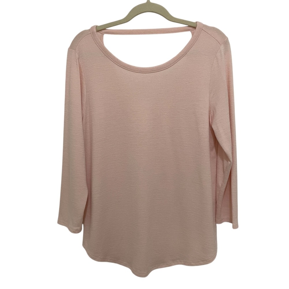LOFT Long Sleeve Top Womens M Pink Cutout Back Lightweight Knit Soft Girl